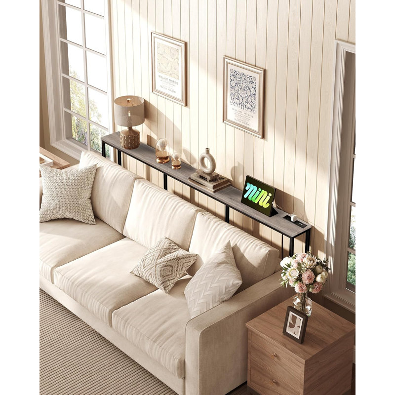 Narrow Console Table With Fast Charging Station, USB-C Ports, And AC Outlets, Behind Sofa Table For Living Room And Entryway