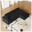 Canapé modulaire modulaire en velours côtelé de 114,5 po avec méridienne réversible et canapé convertible en forme de L avec coussins de cou-1285399922