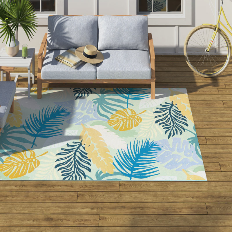 Windall Indoor/Outdoor Modern Area Rug, Rectangle 5'3" x 8'