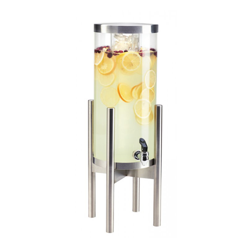 Distributeur de boissons rond 3 gallons avec base en acier inoxydable et chambre à glace