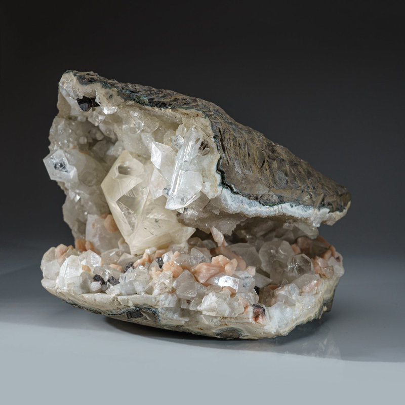 Gem Green Apophyllite And Stilbite With Golden Calcite From Jalgaon, Aurangabad District, Maharastra, India