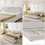 Structure de lit tapissier très grand - style minimaliste moderne avec grande tête de lit courbée, beige-506147625