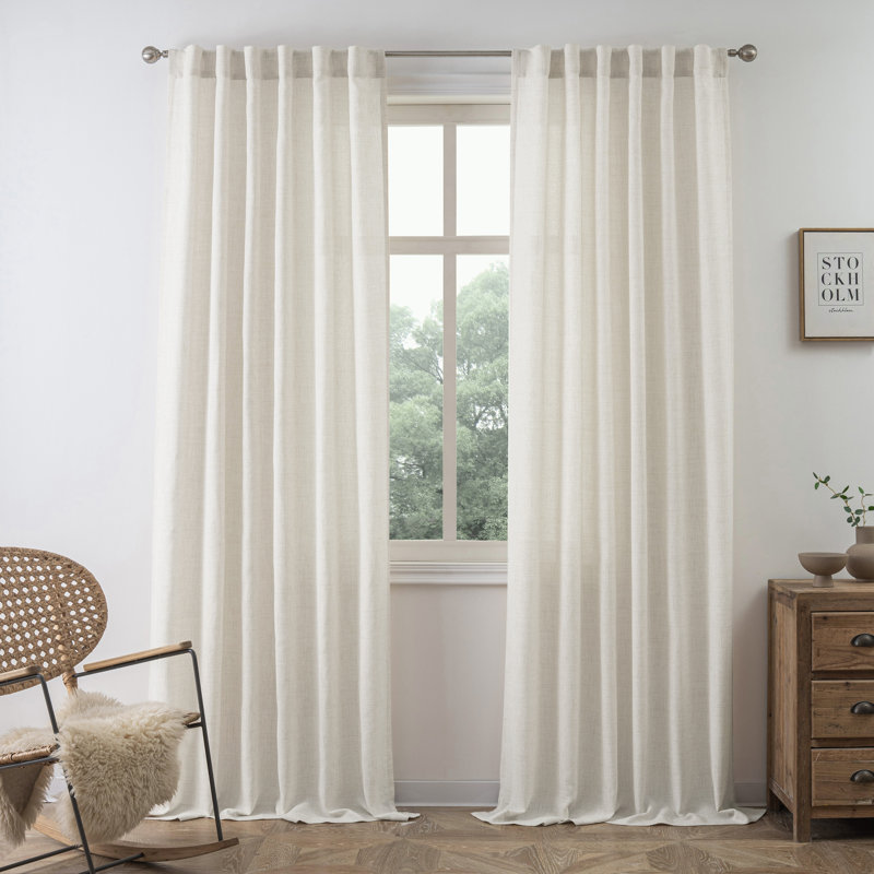 Janie Rod Pocket Semi-Sheer Curtain Panel Pair, Ivory, 52" W x 84" L