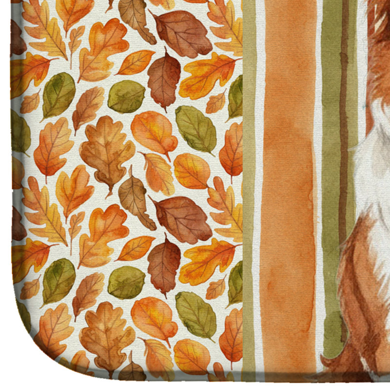 Tapis de séchage d'automne rouge et blanc Border Collie