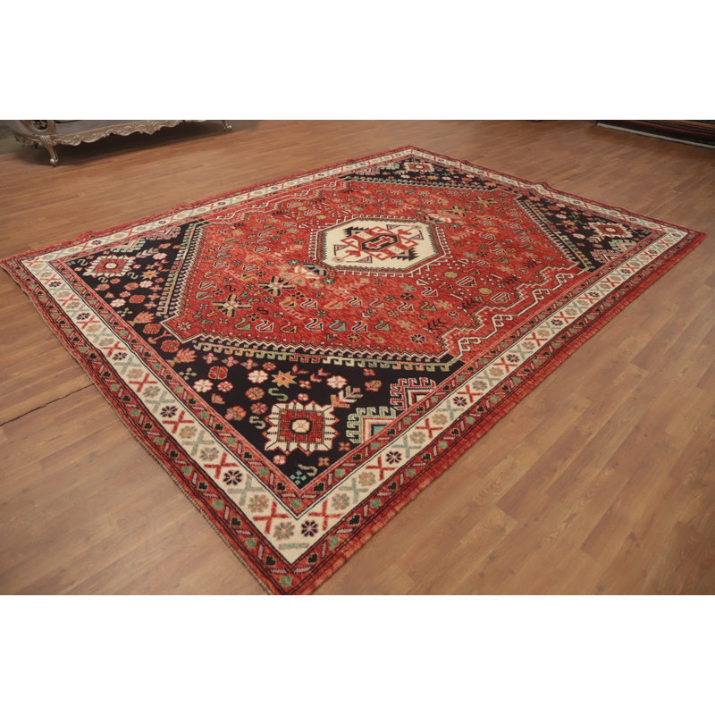 Tapis oriental à motif végétal à teinture végétale 8 x 11