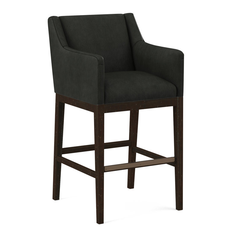 Upholstered Stool, Salvador Asphalt, Weathered Gray