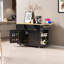 48" Kitchen Island with 2 Bar Stools, Power Outlet, Drop Leaf, Wheels & Storage - Farmhouse Modern Black-1133839785