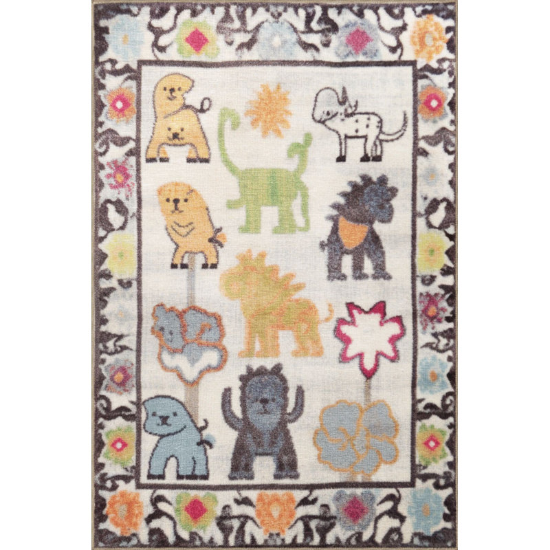 Tapis lavable à motif de figurines d'animaux de la collection Waso de la collection Waso