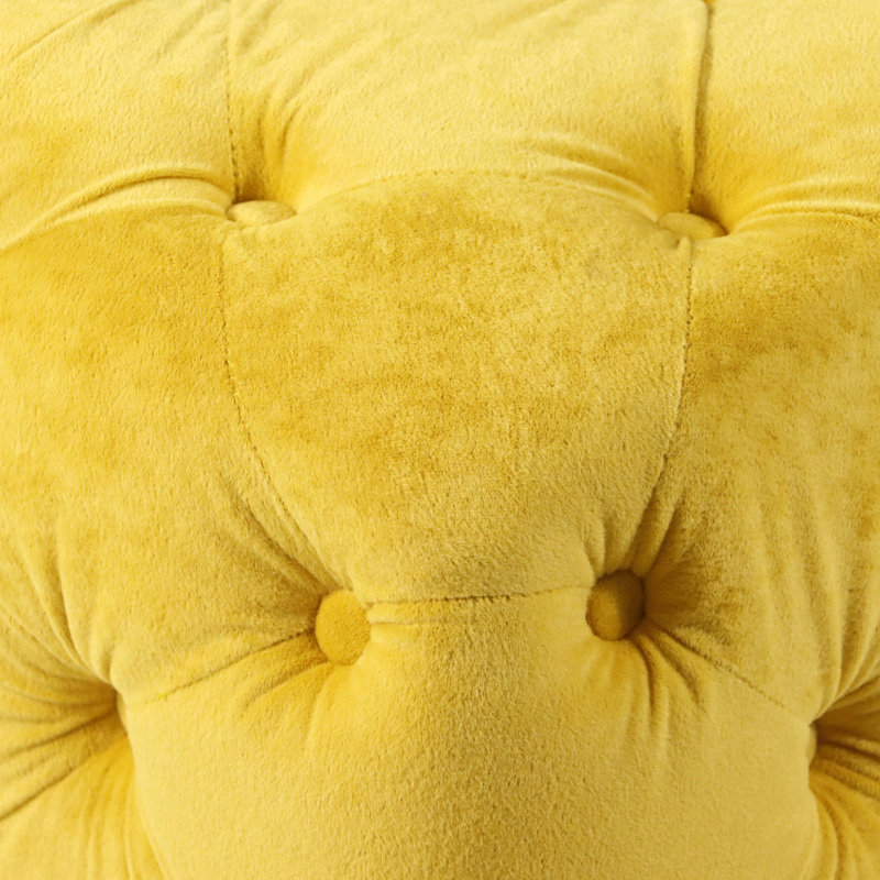 Repose-pieds rembourré en velours, Jaune