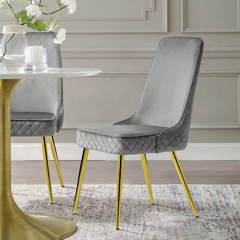 Heiress 19.2'' H Velvet Upholstered Side Chair, Gray