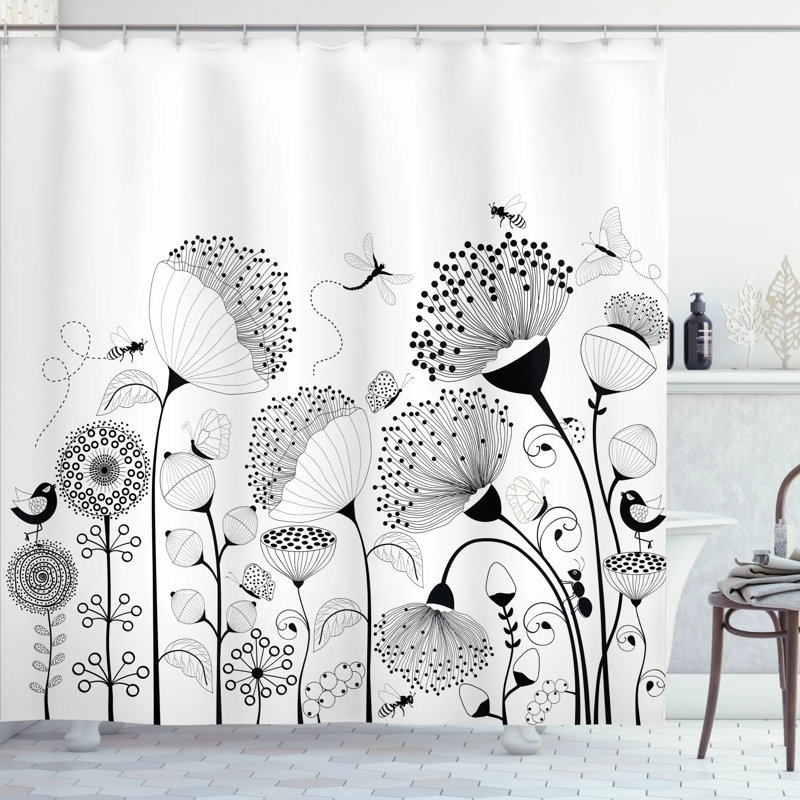 Shower Curtain Set + Hooks, 84" H x 69" W