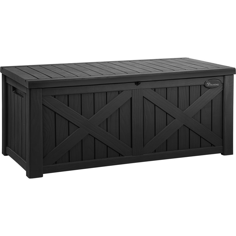 Yitahome 120 Gallon Water Resistant Resin Lockable Deck Box, Taupe