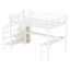 Lit mezzanine à grain de bois blanc avec grand lit, escaliers, DEL et rangement pour l'espace «charge de l'ambiance de la chambre à coucher»-923113982