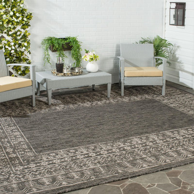 Mccoy Hooked Black/Beige Indoor/Outdoor Rug