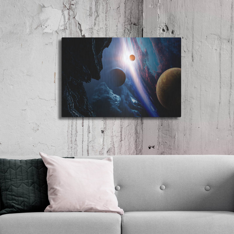 Latitude Wall® «Space With Planets» par Luxe Portfolio, art mural en métal, H 24 po x l 36 po