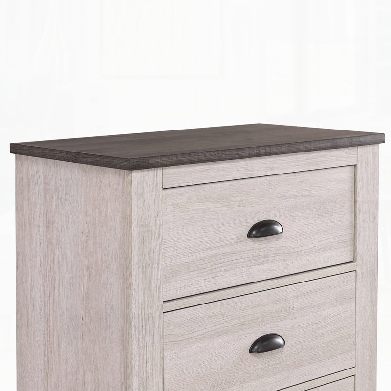 Table de chevet moderne pour chambre à coucher, Blanc cassé/gris