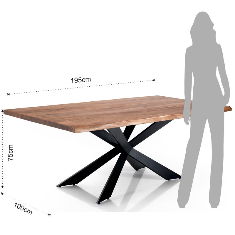 Amala Acacia Rectangular Wood Top Dining Table