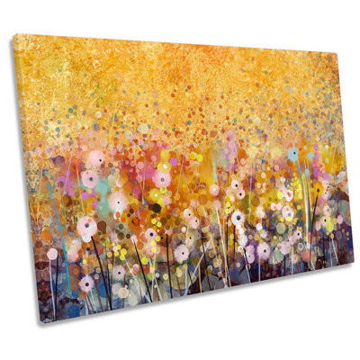 Floral Watercolour Repro Orange Framed - Wrapped Canvas Print