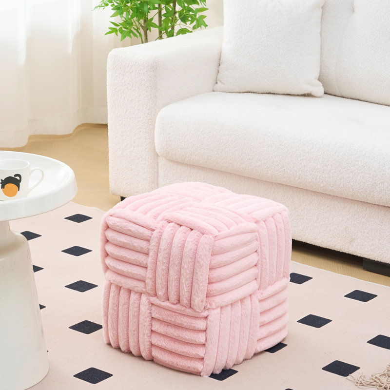 Upholstered Ottoman, Pink