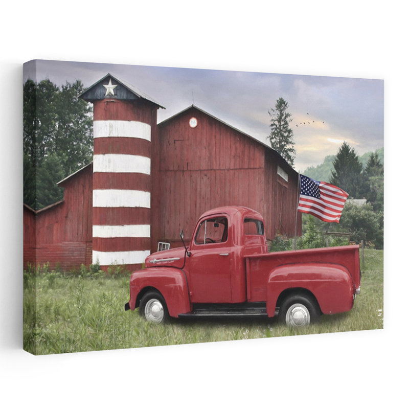 «Patriotic Farm Abstract Contemporary Landscape Art», H 40 po x l 60 po