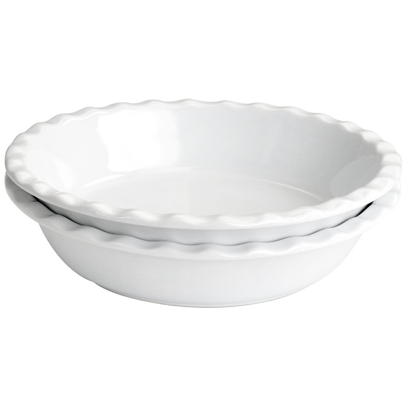 Martha Stewart 2 Piece 9 Inch Stoneware Pie Dish Set In White