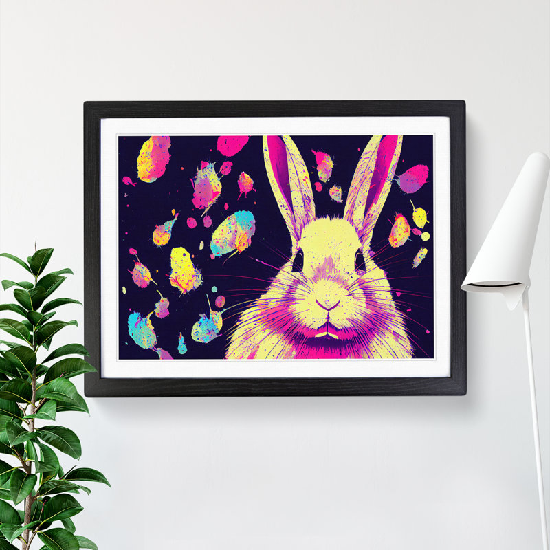 XH1022-7274X Rabbit Splash Vol.1 Abstract - Single Picture Frame Print, Black, 46cm H x 64cm W