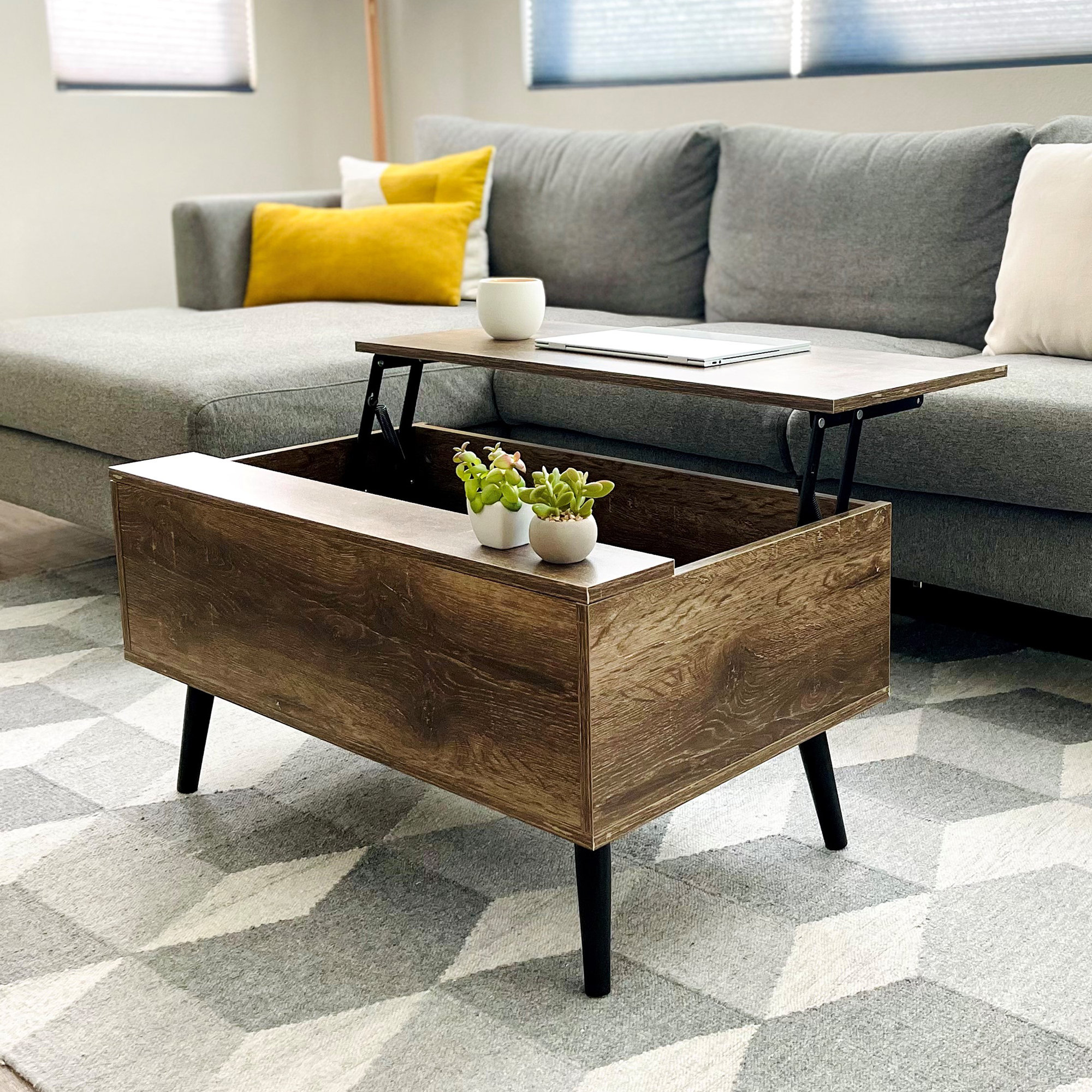 Corrigan Studio® Cooper Rustic Mid-Century Modern Lift-Top Coffee Table ...