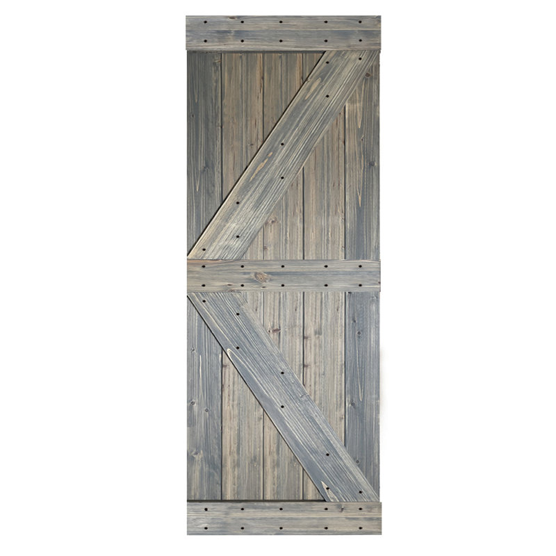K Style Solid Wood Sliding Barn Door Without Hardware Kit (Door Slab Only) - Assembly Needed, 28" x 84", Aged Barrel