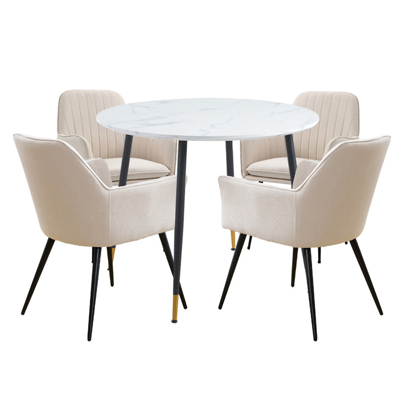 Haywards 4 - Person Dining Set, Beige, White