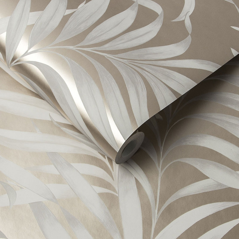 Yasuni Floral Metallic Wallpaper Roll, Nude