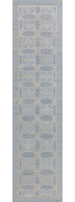 Christina Geometric Area Rug in Ivory/Platinum, Runner 3' x 15'