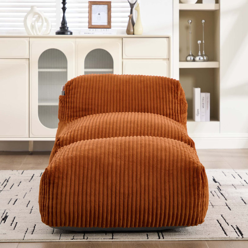 Fauteuil à billes avec repose-pieds en mousse à mémoire de forme, Orange