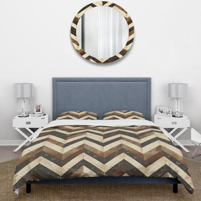 Ensemble de housse de couette Brown Chevron Glam Print IV - Midcentury