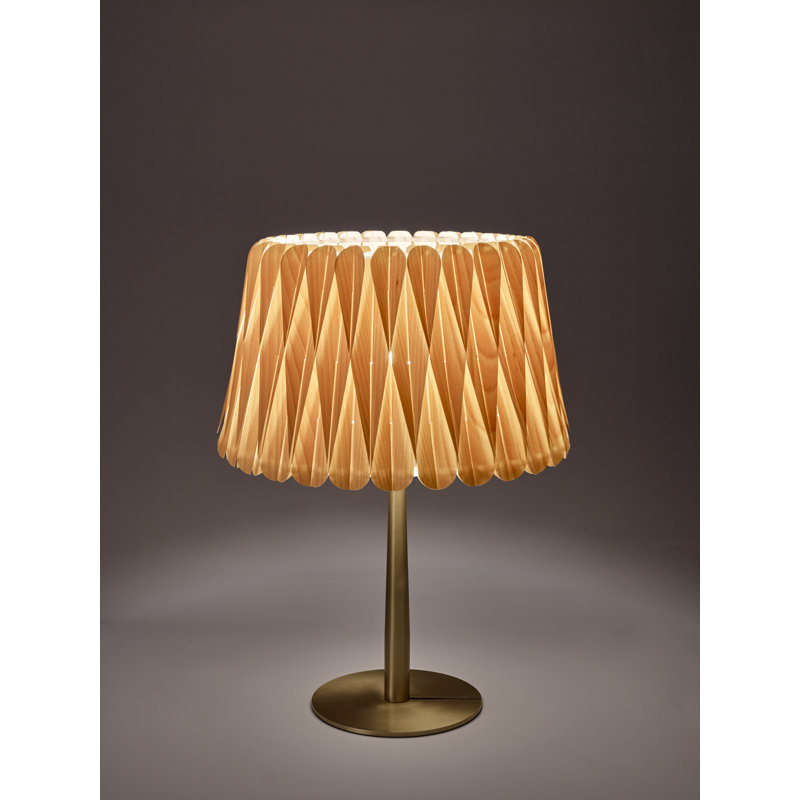 Lola Table Lamp, Gold, 20.9" H x 15.4" W x 15.4" D, Natural Beech