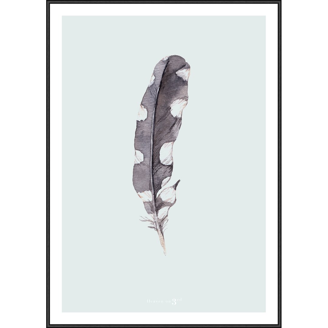 Gerahmtes Poster „Feather Blue“, Grafikdruck