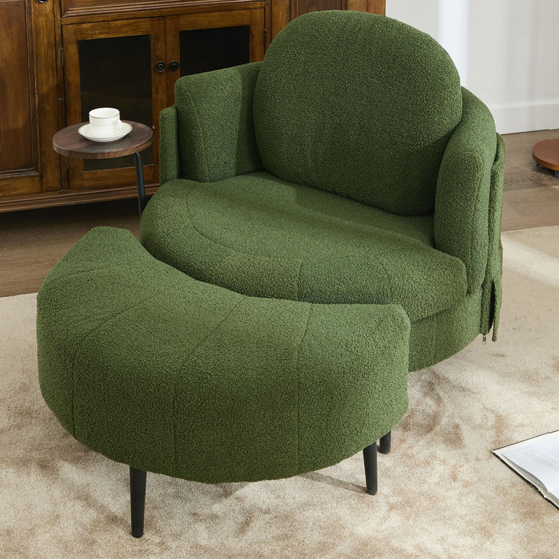 Accoudoir agneau avec repose-pieds Lamb, Velours vert