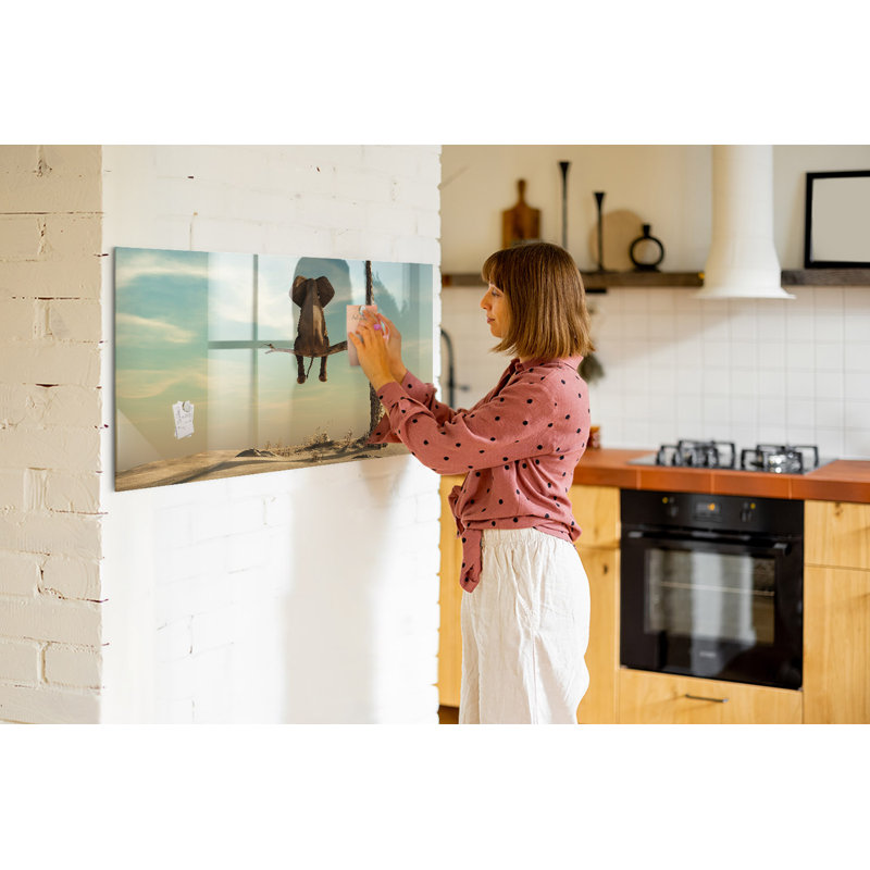 Magnetic Memo Board Whiteboard - 120 x 60 cm - With Marker and Magnets - The elephant on the tree