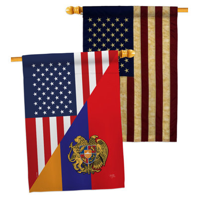 Drapeau de maison en polyester 3 pi 3 po x 2 pi 3 po Armenia Friendship