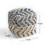 Pouf en laine et coton Alina, naturel et bleu (SEULEMENT UN OTTOMAN)