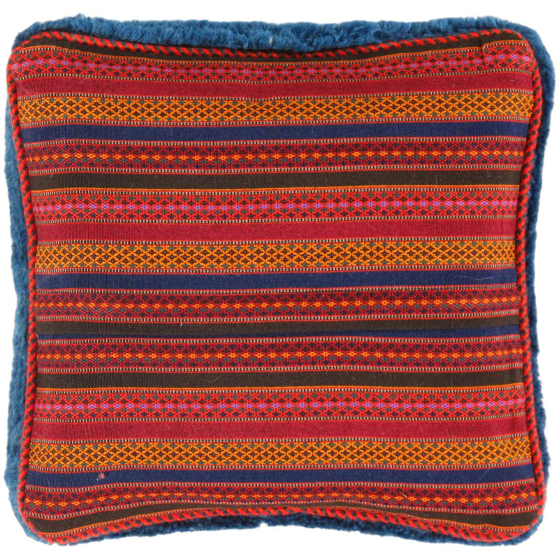 Fine Hand Knotted Persian Gabbeh Pillow 16"X16", Navy/Blue, 16"H x 16"W