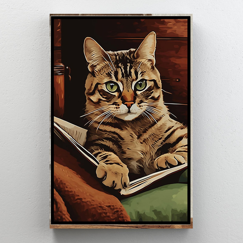 Chat - 1 pièce, impression sur toile rectangulaire, H 14 po x l 11 po x P 1,25 po