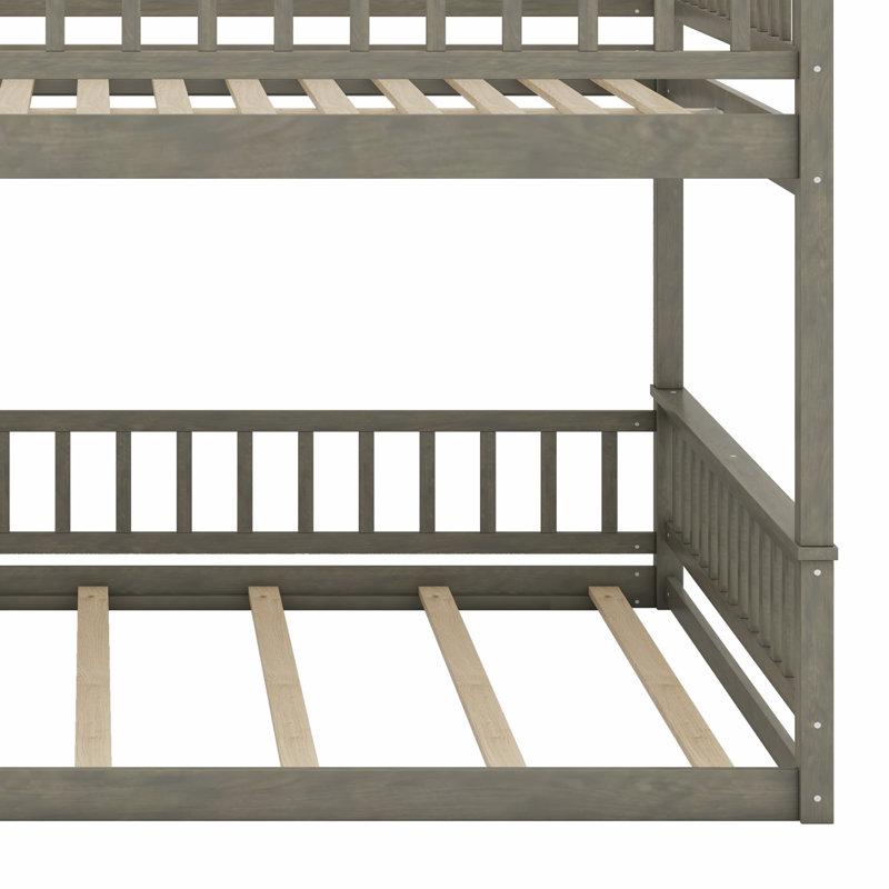 Bunk Bed With Ladder And Guardrails, Gray
