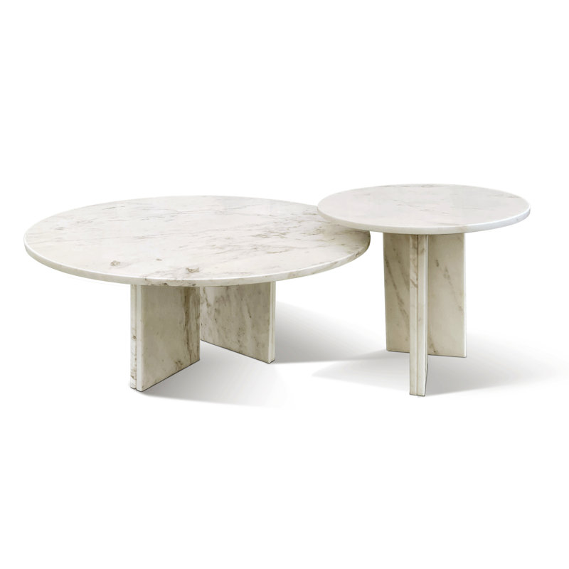 Exquisite Natural Marble Coffee Table Set for Living Room, Enhancing Home Decor
