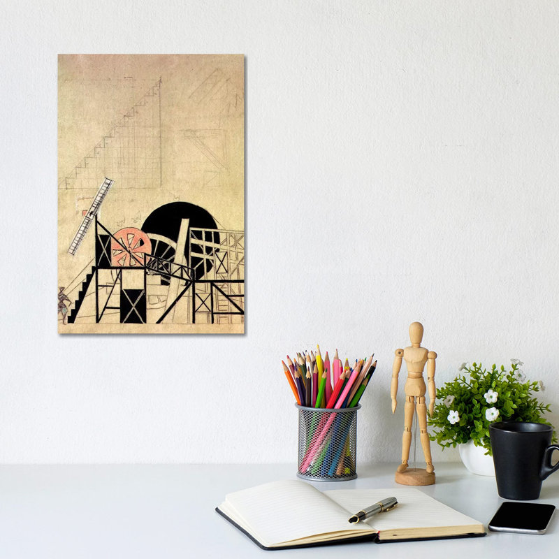 Stage Set Design For The Play, "The Magnaminous Cuckold", By F. Crommelynck, Meyerhold Theatre, Moscow by Lyubov Popova - Wrapped Canvas Print