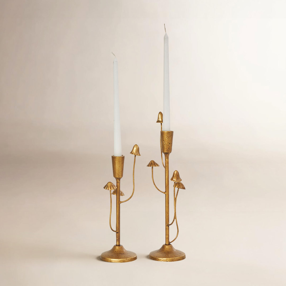 Metal Mushroom Inspired Abstract Decorative Candle Holder Birch Lane™