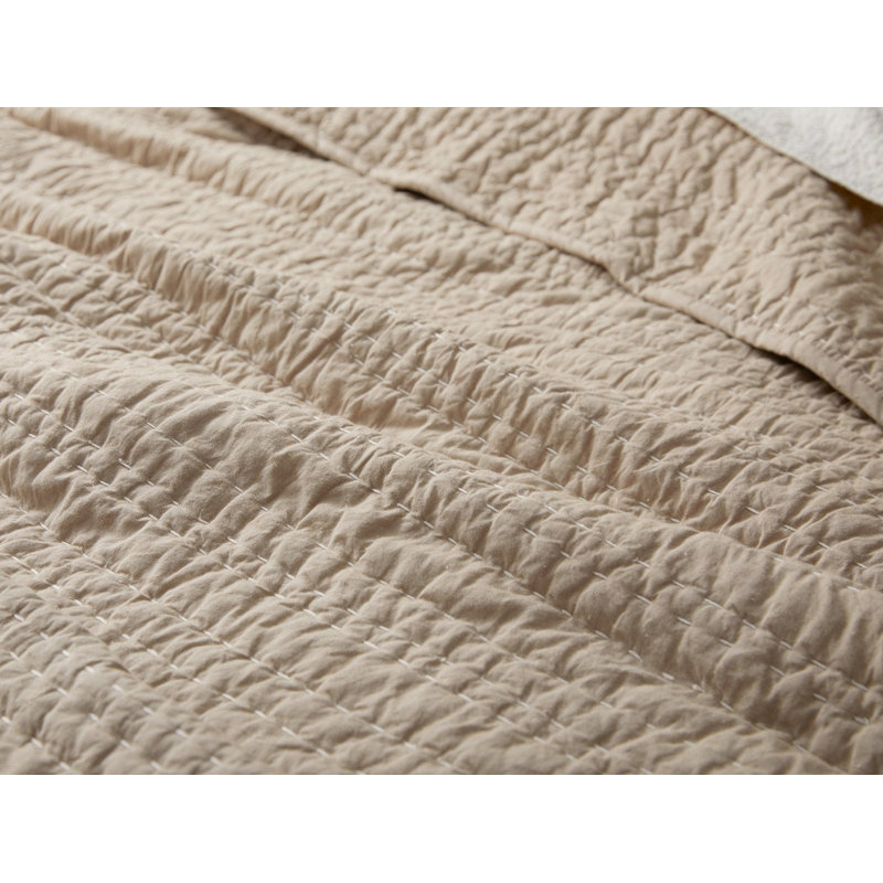 Channel Handstitched Organic Quilt, Hazel Chambray, King Quilt