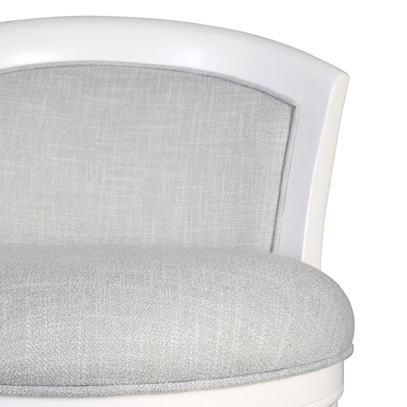 Tabouret pivotant en bois Tino, Tabouret de comptoir (siège d'une hauteur de 26 p, Blanc campagnard