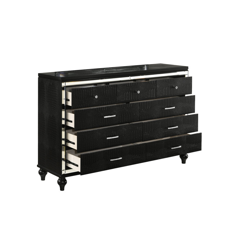 Sherley 9 - Drawer Dresser, Black