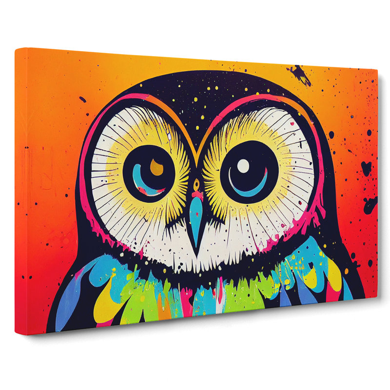 Painted Barn Owl Abstract - Wrapped Canvas, 40cm H x 60cm W x 3cm D