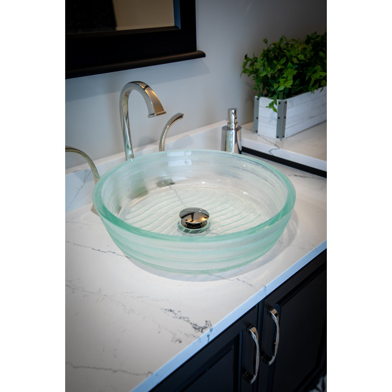 Lavabo de salle de bain vasque circulaire en verre trempé transparent